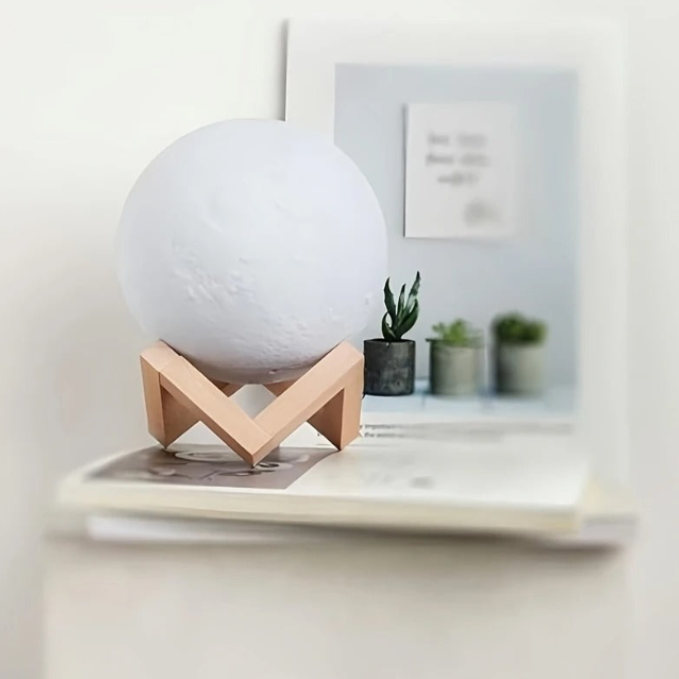 Tap-Control 3D Moon Lamp with Color-Changing Lights – USB Rechargeable Lunar Night Light for Romantic, Kids & Ambient Lighting