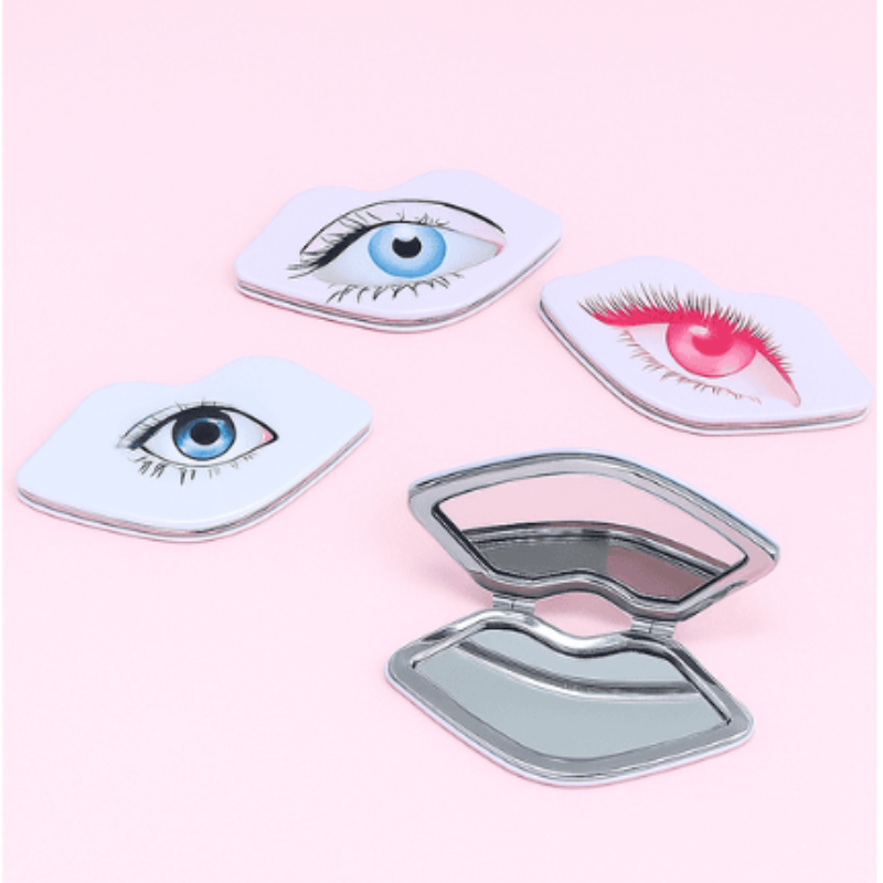 Lip Shaped Mirror with Eye Print – Unique & Portable Beauty Pocket Mirror ( Pack of 1 )
