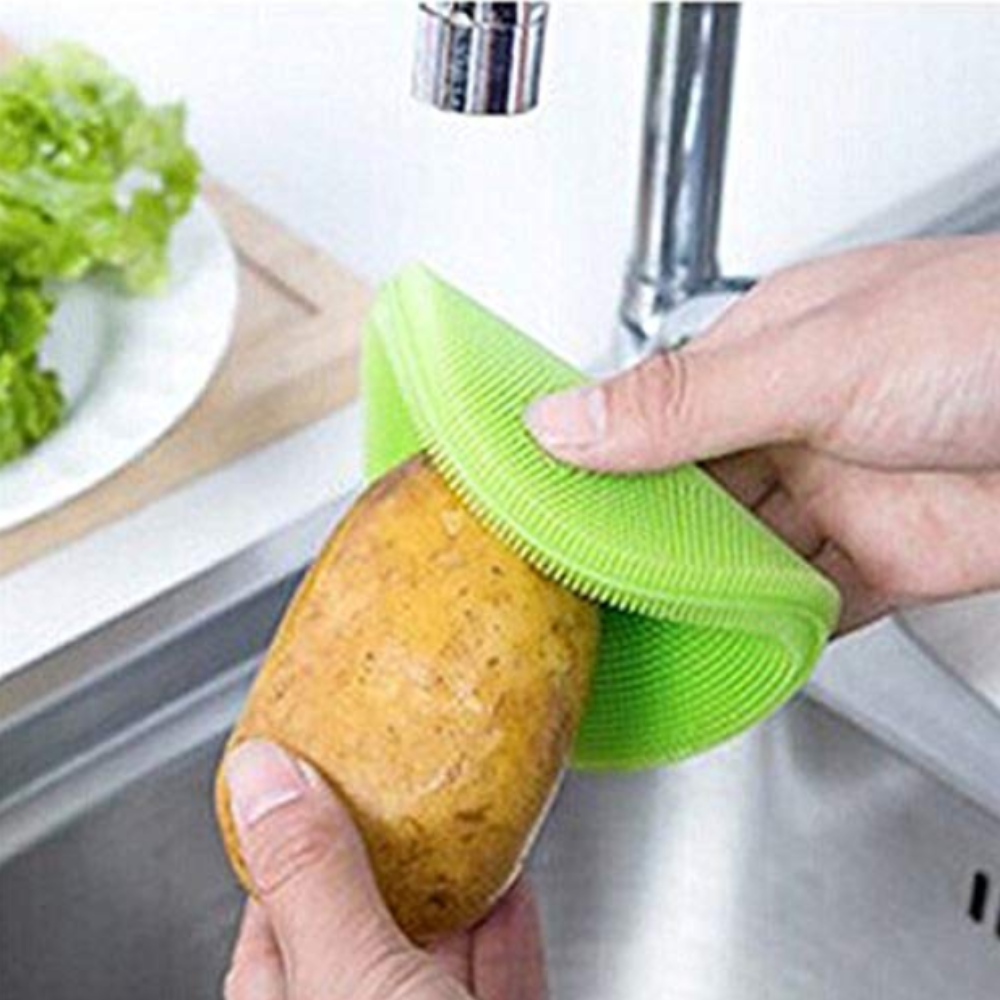 Silicone Dishwashing Scrubber Sponge – Non-Stick Cleaning Brush for Kitchen, Baby Bottles & Household Use (Random color-Pack of 1)