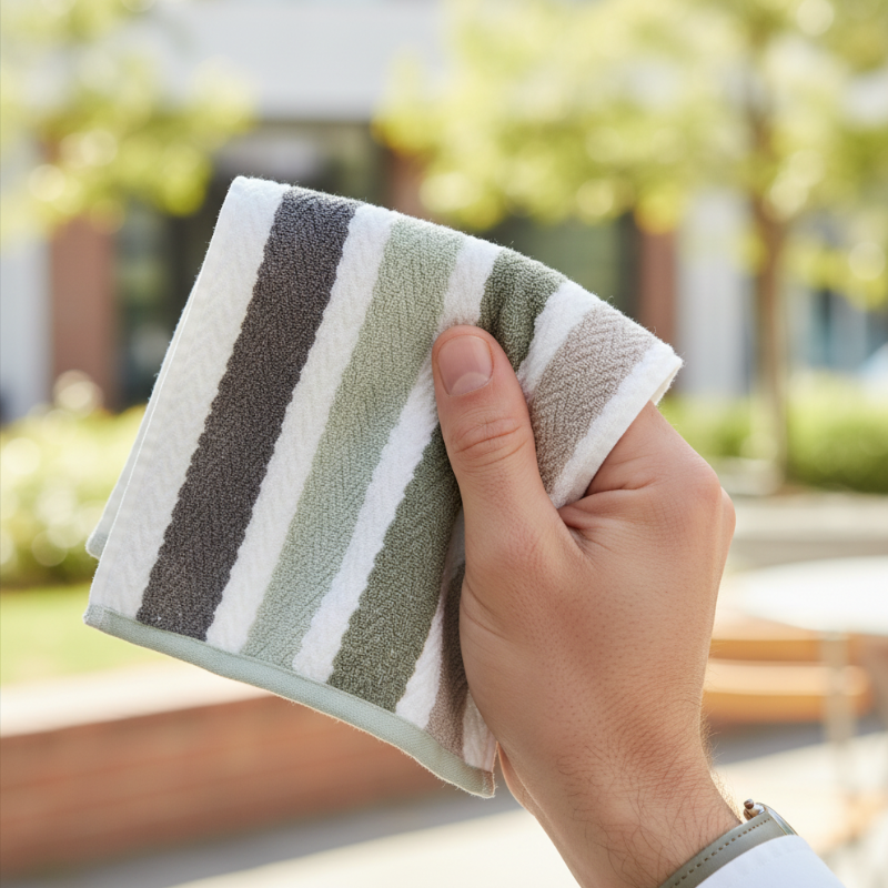 Hand Towel with Striped Pattern – Soft, Absorbent & Quick-Dry Towel for Bathroom & Kitchen (Random color-Pack of 1)