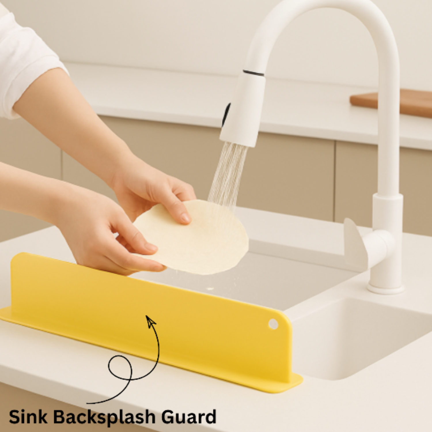 35 cm Kitchen Island Sink Backsplash Guard – Lightweight Silicone Water Baffle for Sink & Bathroom, Household Protective Splash Guard (Random color - Pack of 2)