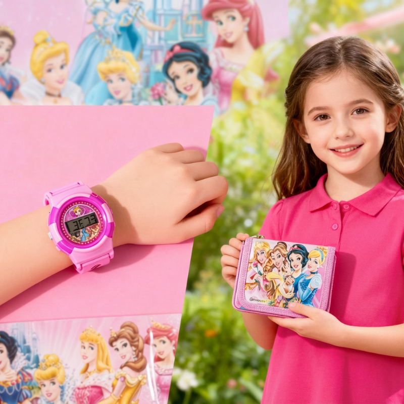 Kids Watch & Wallet Set – Random Character Digital Wrist Watch with Matching Wallet for Boys & Girls (Pack of 1 Set)