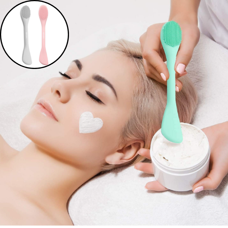 2-in-1 Silicone Face Mask Brush & Face Scrubber – Facial Cleansing & Mask Applicator Tool for Cream, Mud, Clay & Moisturizers(Random color-Pack of 1)