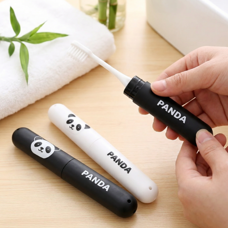 3Pcs Panda Print Toothbrush Cover – Portable Hygienic Toothbrush Cap for Travel & Daily Use (Random Color)