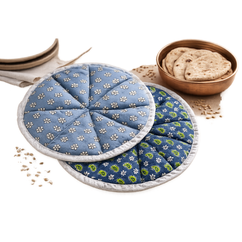 Cotton Roti Cover Set – Chapati Rumals for Keeping Rotis Warm (Random Design-Pack of 2 Pcs)