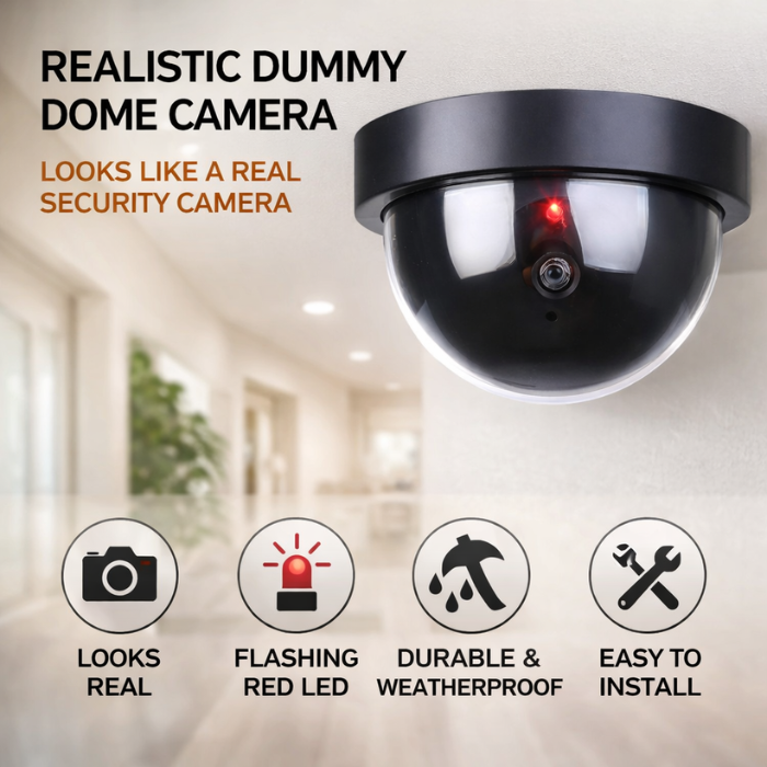 Fake CCTV Dummy Camera – Realistic ABS Plastic Surveillance Dummy with LED Indicator (Indoor/Outdoor)