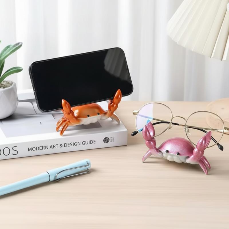 Crab-Shaped Phone Stand & Pen Holder – Cute Silicone Desktop Organizer (Random color-Pack of 1)