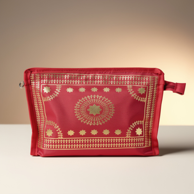 Traditional Warli Print Pouch – Multi-Purpose Stylish Travel & Makeup Pouch (Random Color-Pack of 1)
