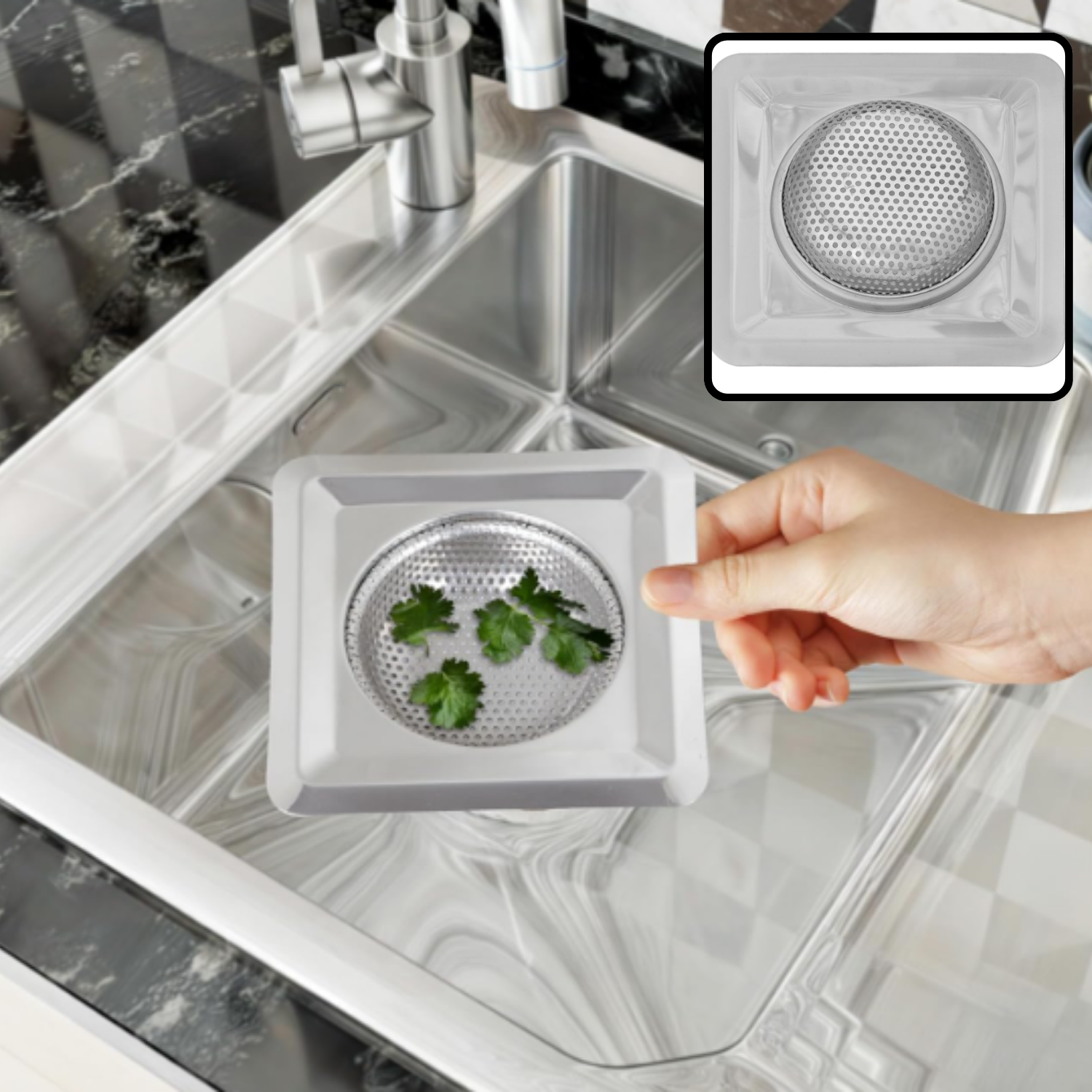 Square Stainless Steel Sink Strainer 11 CM – Anti-Clogging Drain Filter & Hair Catcher | Rustproof Mesh Jali for Kitchen