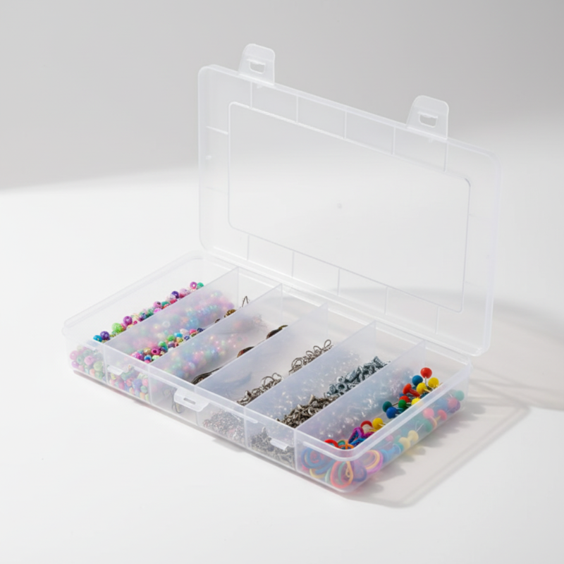 6 Grid Plastic Storage Box – Multipurpose Organizer with Compartments | Jewelry, Craft, Beads & Small Parts Storage Box for Home & Office