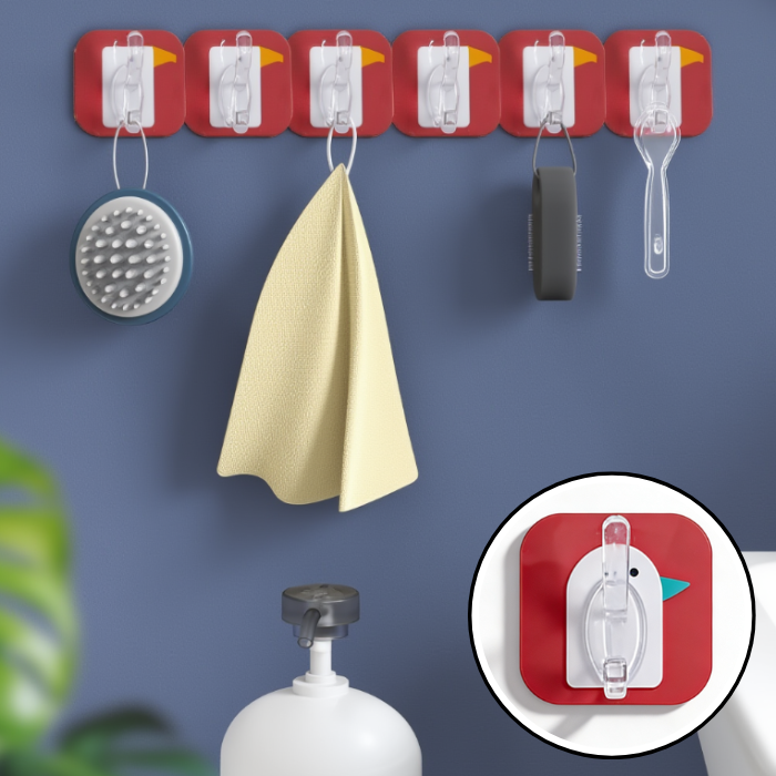 6 Plate Wall Hanging Adhesive Hook – No Drill, Strong Wall Hanging Holder ( Random color- Pack of 1 )