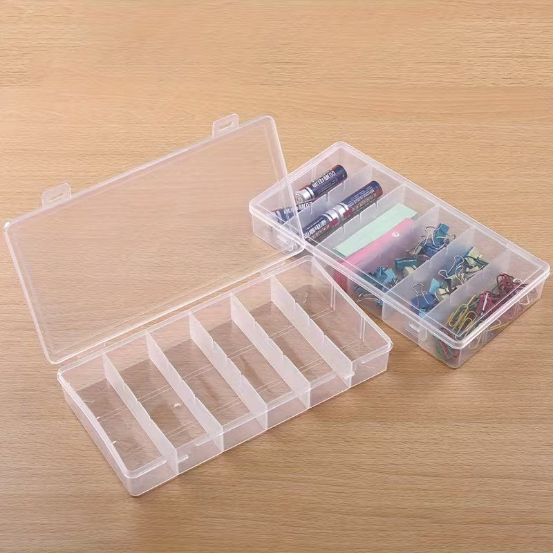 6 Grid Plastic Storage Box – Multipurpose Organizer with Compartments | Jewelry, Craft, Beads & Small Parts Storage Box for Home & Office