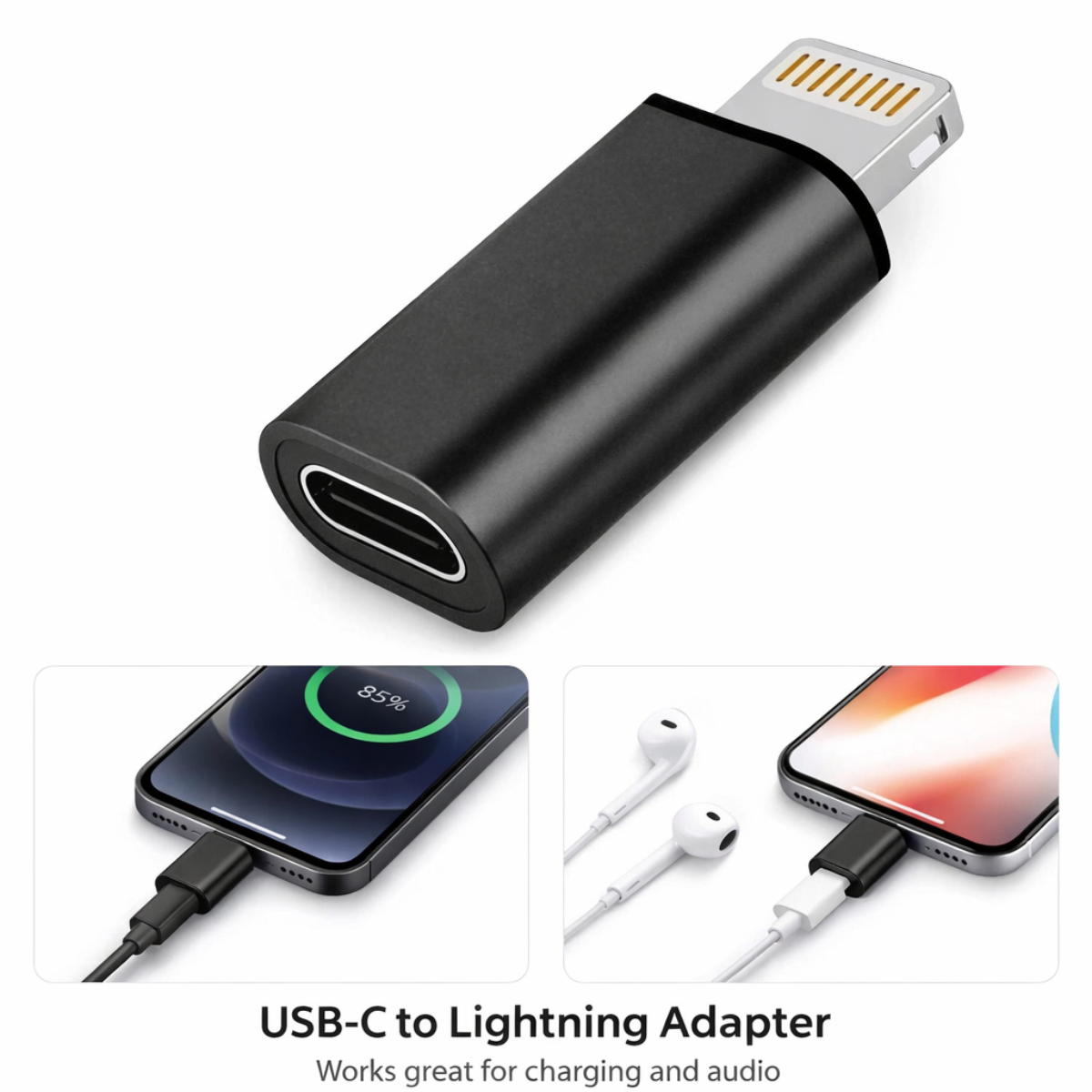 USB-C Female to Lightning Adapter – Type-C to 8-Pin Male PD Fast Charging & Data Sync Converter for iPhone, AirPods & iOS Devices | CarPlay Compatible