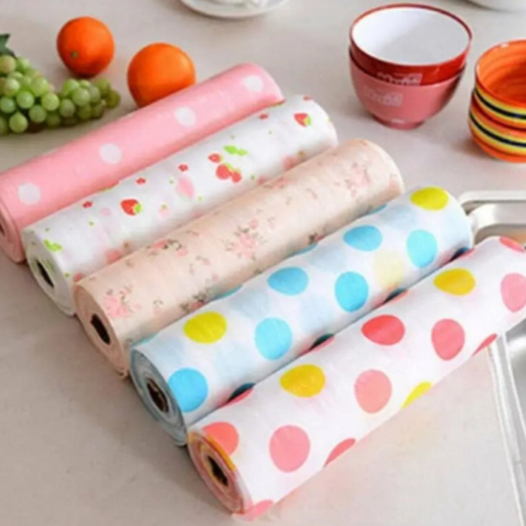 Non-Slip Place Mat Cushion Sheet - Waterproof Anti-Bacterial Cabinet Plastic Foam for Kitchen Drawers (Random Print-Pack of 1 Pc)