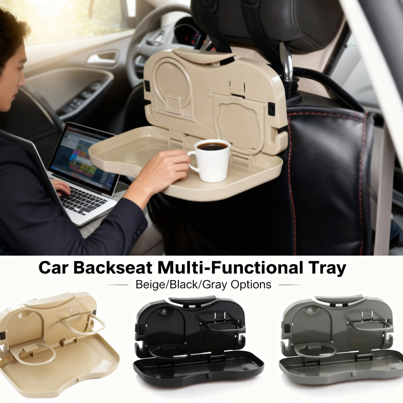 Car Seat Back Dining Table Tray – Foldable Auto Desk Tray Holder for Drinks, Food & Gadgets (Random color-Pack of 1)