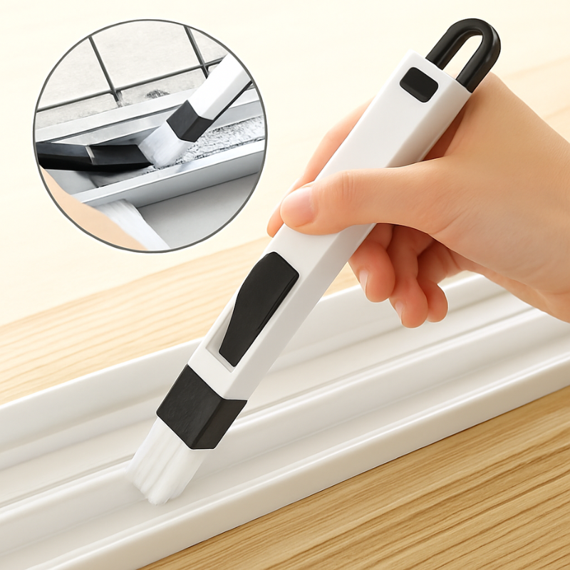 2-in-1 Multipurpose Mini Window Cleaning Brush with Dustpan – Compact Gap Cleaning Tool for Window Tracks, Keyboard & Corners (Pack of 3)