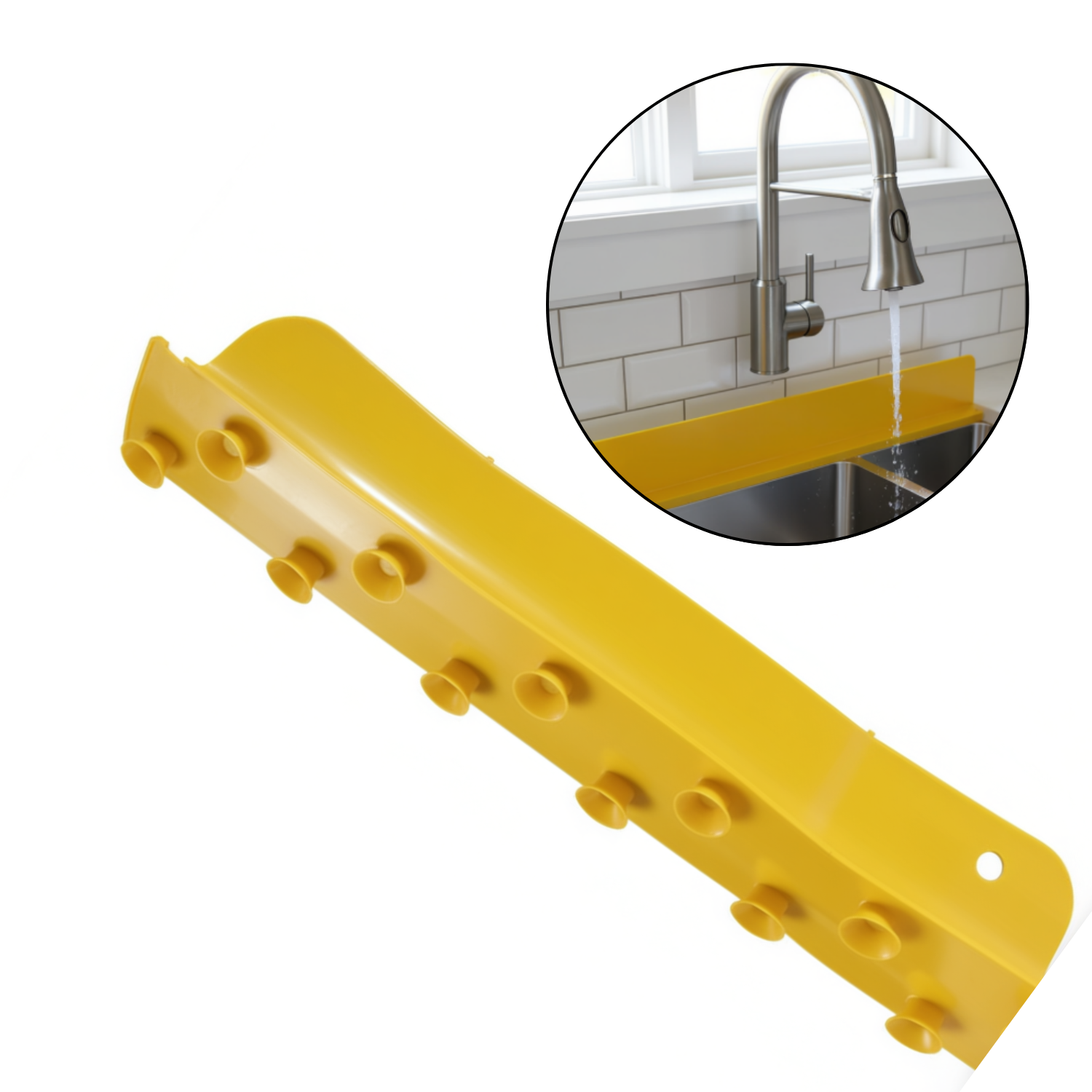 35 cm Kitchen Island Sink Backsplash Guard – Lightweight Silicone Water Baffle for Sink & Bathroom, Household Protective Splash Guard (Random color - Pack of 2)