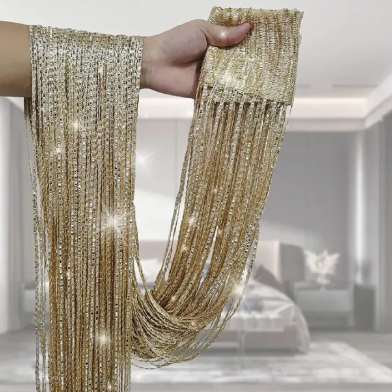 Elegant String Curtain – Decorative Beaded Doorway Divider with Glitter Threads for Living Room (1 Pcs)