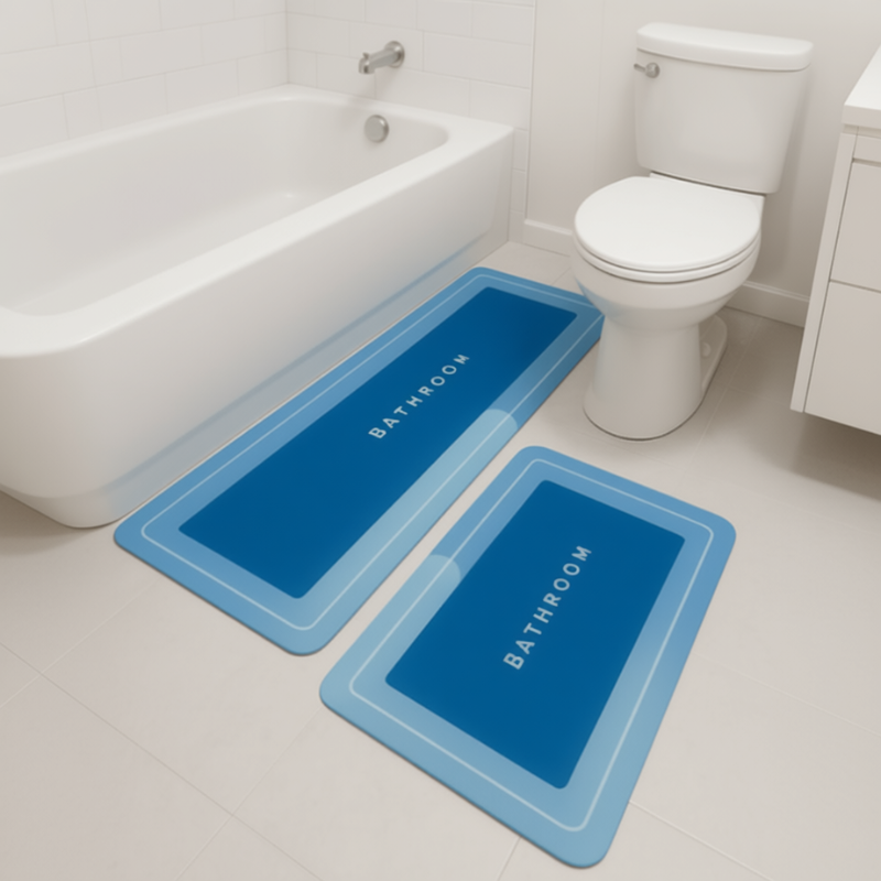 Bathroom Floor Mat  – Waterproof Anti-Slip Soft Floor Mats for Bath, Shower, Toilet & Sink Area (Set Of 2)