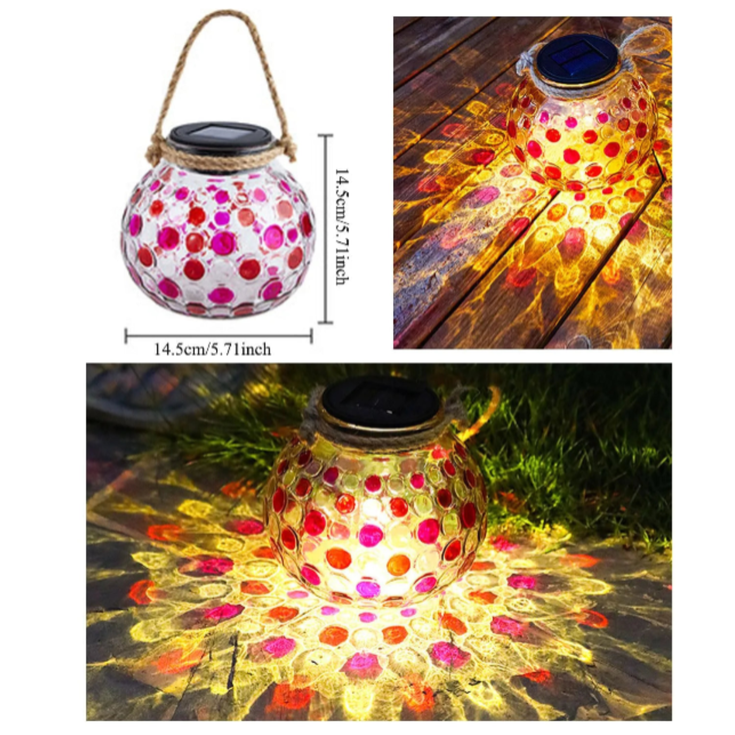 2 Pcs Set Color Changing Solar Hanging Lamps – Crystal Glass Ball Lights