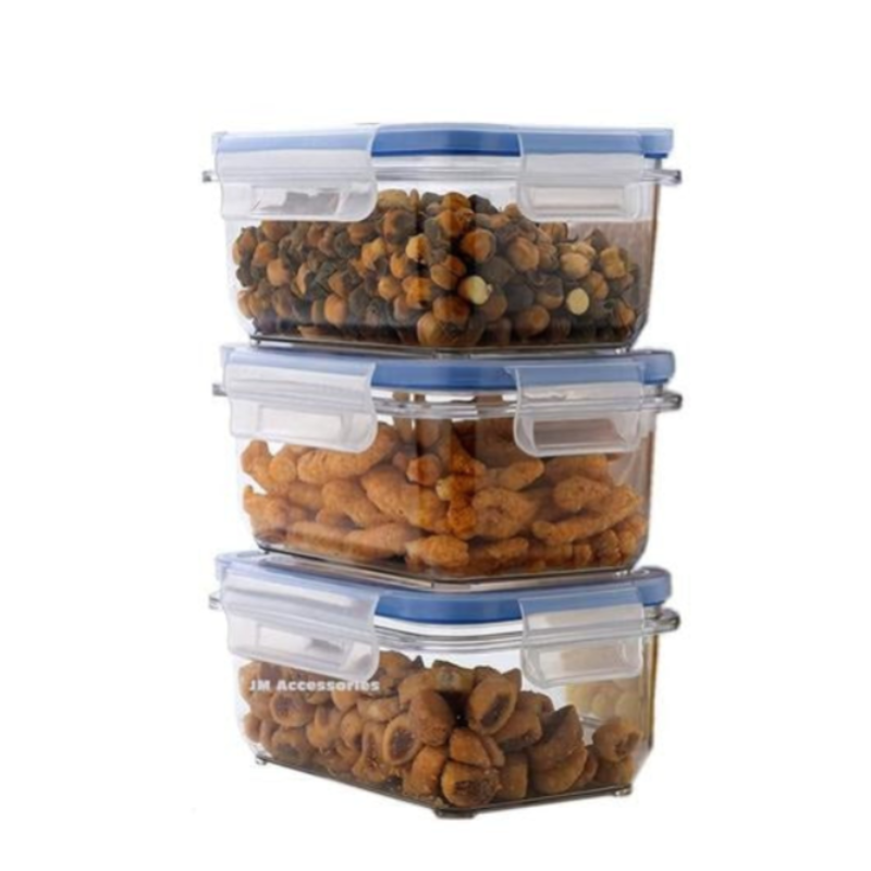 Airtight Seal-It 500 ml Lock & Lock Food Container – Set of 3 – Leak-Proof, BPA-Free Storage Boxes