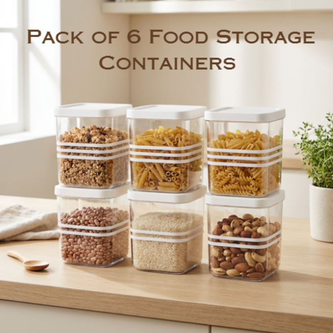 Fridge Storage Boxes –  Food Storage Containers for Kitchen, Refrigerator & Pantry Organization (Pack of 6)