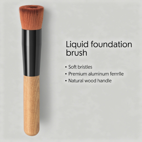 Liquid Foundation Makeup Brush – Soft Bristles for Smooth, Streak-Free Blending | Wooden Handle | Professional Face Makeup Applicator
