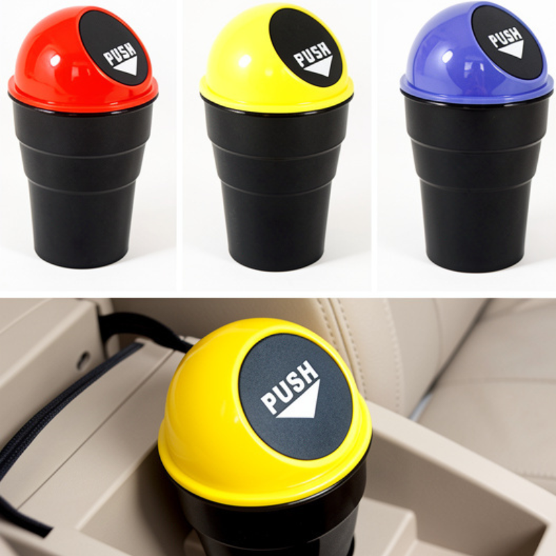 Mini Car Dustbin Trash Bin- Universal Traveling Portable Useful for All Cars Accessories (Random color-Pack of 1)