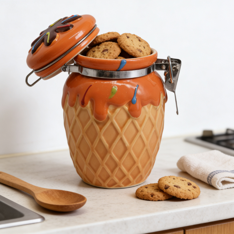 Ceramic Airtight Mini Canister – Kitchen Storage Jar for Sugar, Tea, Coffee, Spices & More (150 ml,Random color-Pack of 1)