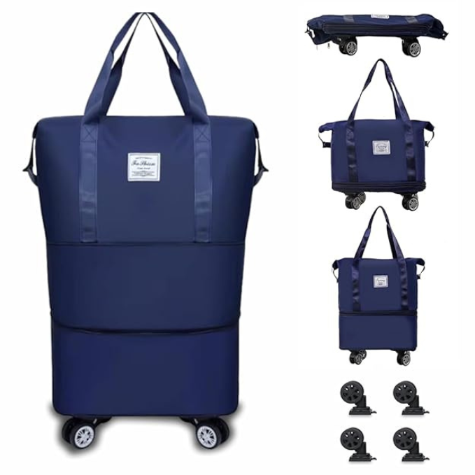 Duffel Trolley Bag with Wheels – Expandable & Foldable Travel Luggage Bag (Lightweight & Durable)