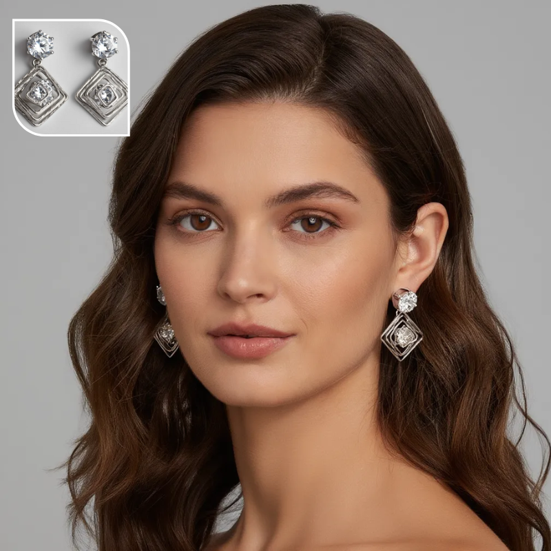 Elegant Diamond Dangle Earrings for Women - Geometric Drop Earrings - Cubic Zirconia Statement Jewelry(Random color-1 Pair)