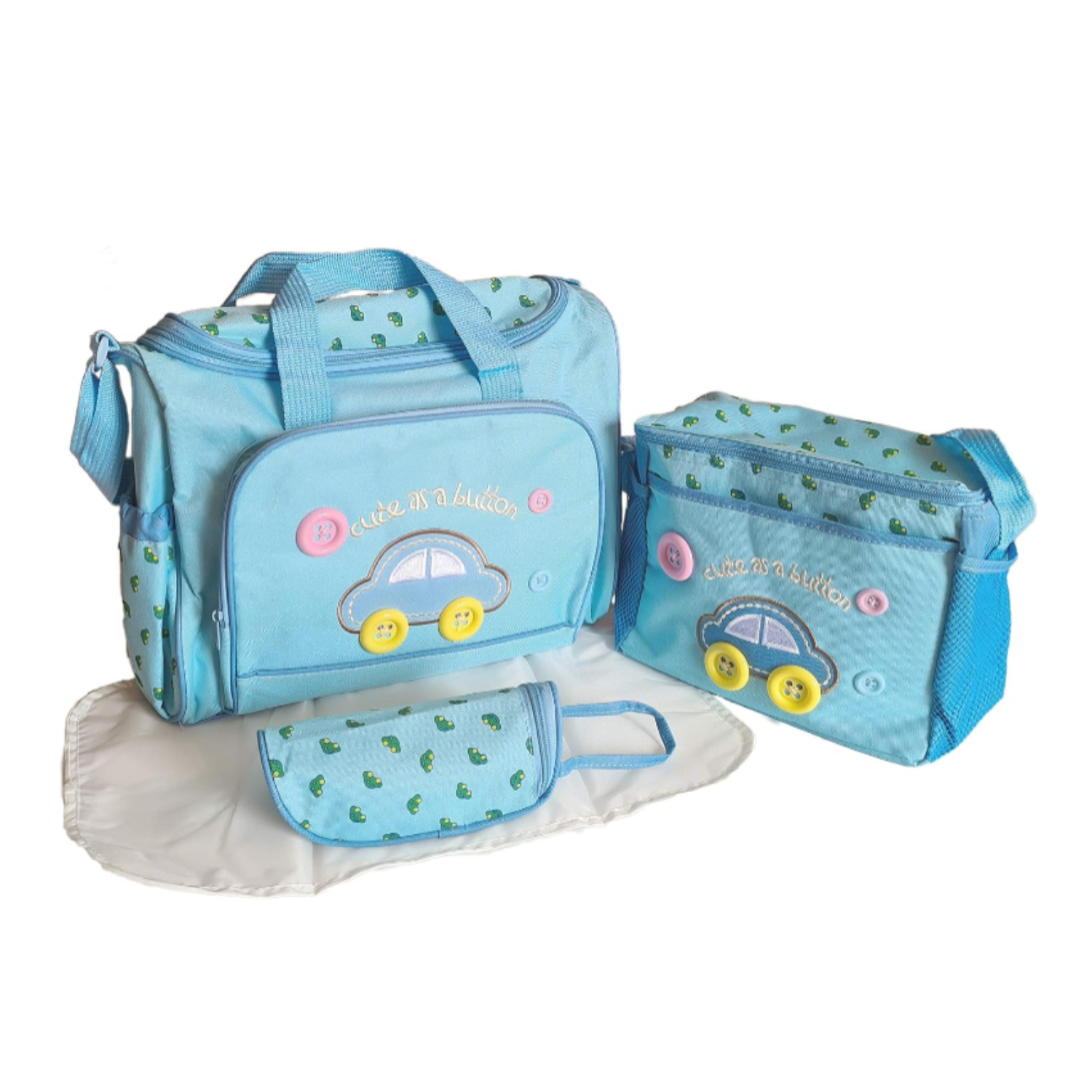 4 Pcs Mummy Diaper Bag Set – Baby Nappy Changing Bag with Handbag, Travel Organizer (Random Color)