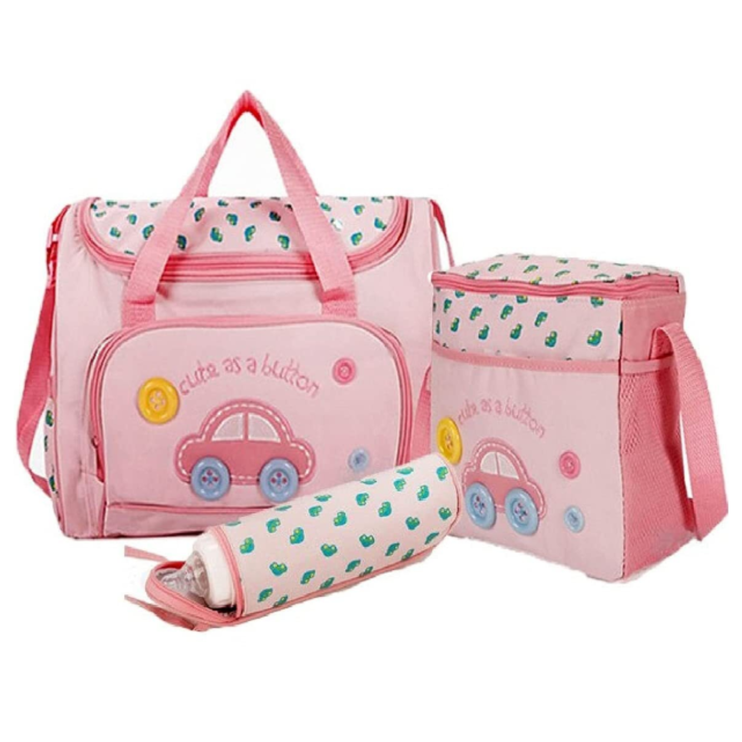 4 Pcs Mummy Diaper Bag Set – Baby Nappy Changing Bag with Handbag, Travel Organizer (Random Color)