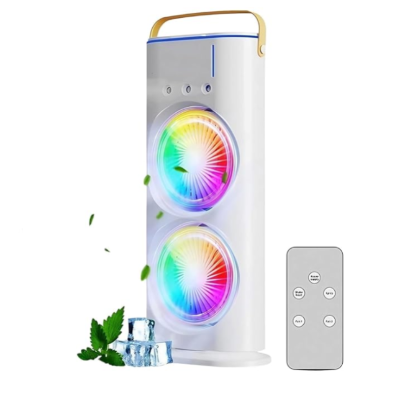 Portable Double Spray Fan – Hydrating Mist & Cool Air Combo for Travel, Office & Outdoor Use