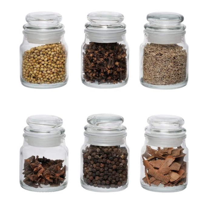 Mini Glass Spice Jars –  150ml Containers for Spices, Herbs & Condiments (Pack Of 3)