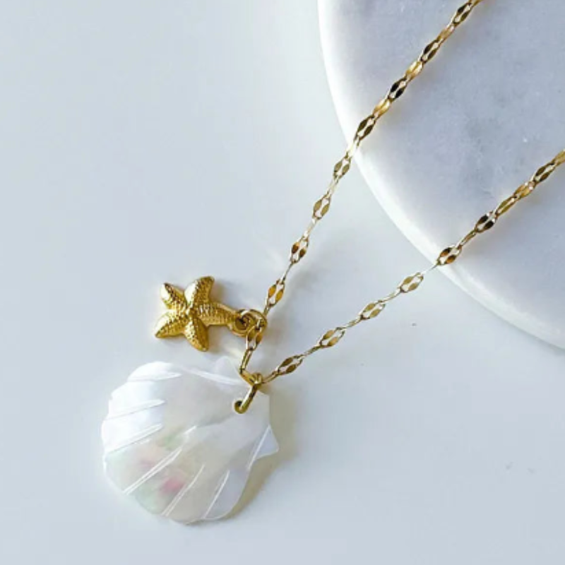 Anti-Tarnish Star Shell Necklace – Elegant Pendant Jewelry for Women & Teens (Pack of  1 Pc)