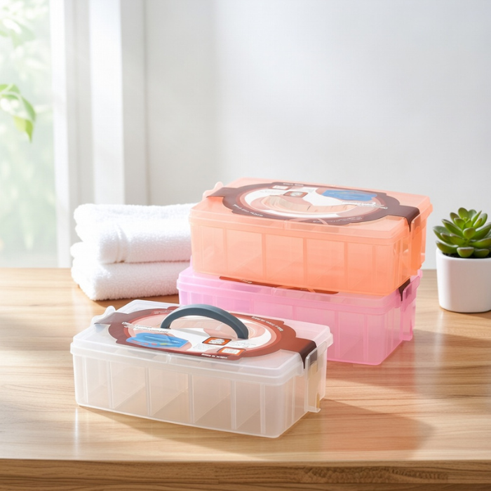 10 Grid Large Plastic Storage Organizer Box – Adjustable Divider Jewelry & Craft Storage Case for Beads, Rings, Earrings & More (Random color-Pack of 1 Pc)