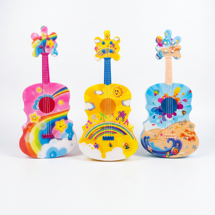 Guitar Shaped LED Night Lamp – Colorful Random Print, Decorative Music-Themed Night Light for Bedroom, Kids, and Living Room(Pack of 1)