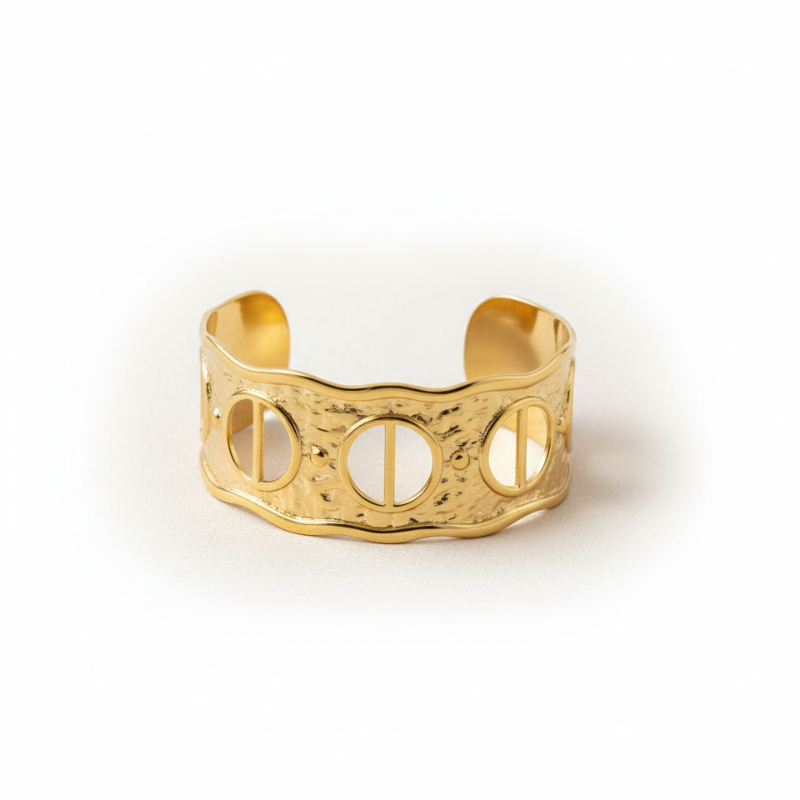 Anti-Tarnish Chunky Textured Cuff – Bold Adjustable Bracelet for Women & Girls (Pack of  1 Pc)