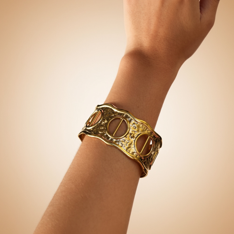 Anti-Tarnish Chunky Textured Cuff – Bold Adjustable Bracelet for Women & Girls (Pack of  1 Pc)