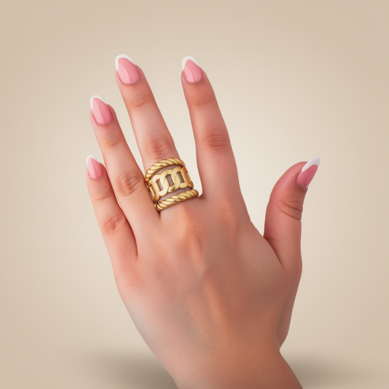 Anti-Tarnish Chunky Ring – Bold Thick Band Fashion Jewelry for Women & Girls (Pack of 1)