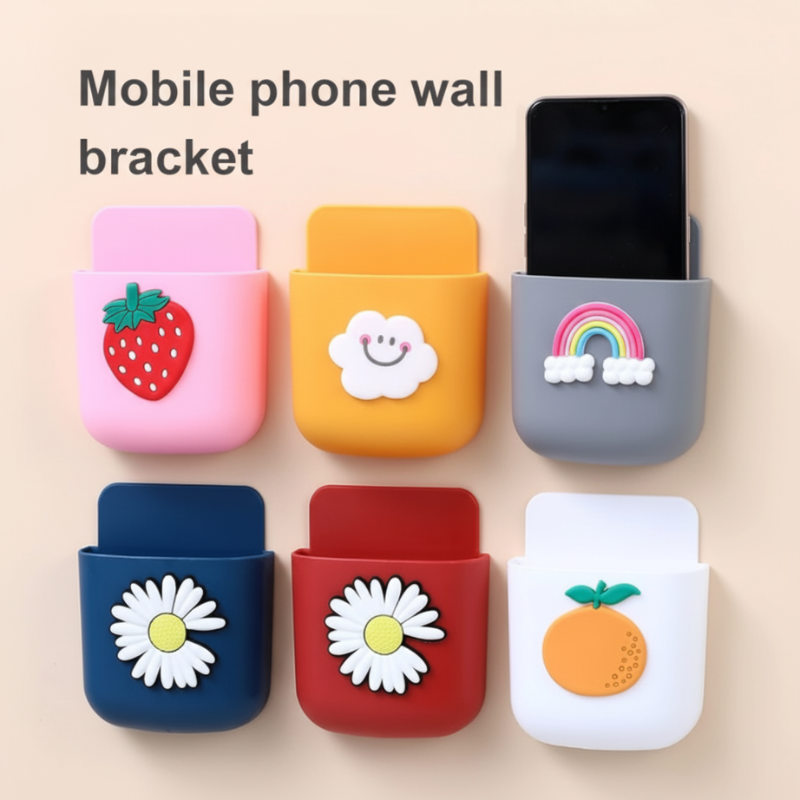 Wall Mounted Hanging Mobile Holder – No Drilling Phone Storage Stand for Home, Office & Kitchen (Random color-Pack of 1)