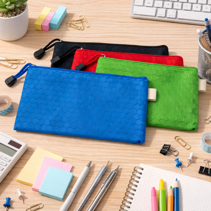 Multipurpose Zipper Pouch – Lightweight Pencil Case & Travel Organizer with Smooth Zip (Random color-Pack of 1)