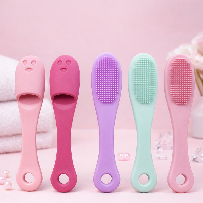 Silicone Face Cleaner & Blackhead Remover Brush – Nose Pore Finger Scrubber Facial Cleansing & Massage Tool (Random Color-Pack of 2)