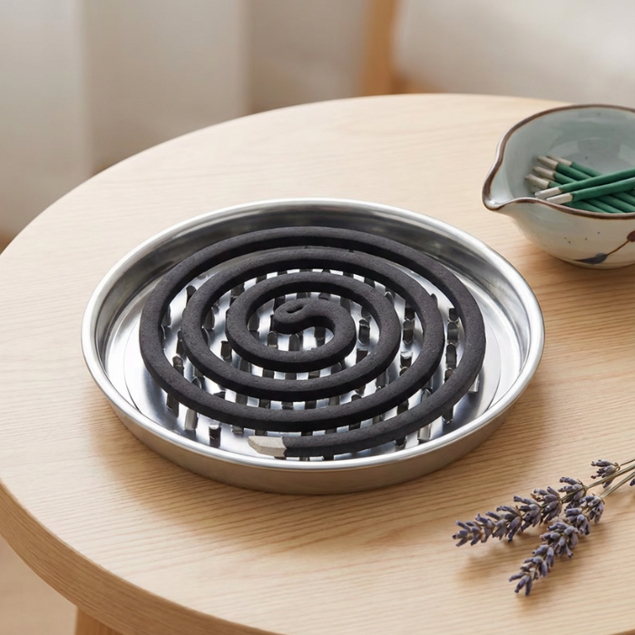 Stainless Steel Mosquito Coil Holder with Ash Catcher – Heat-Resistant Indoor & Outdoor Coil Stand