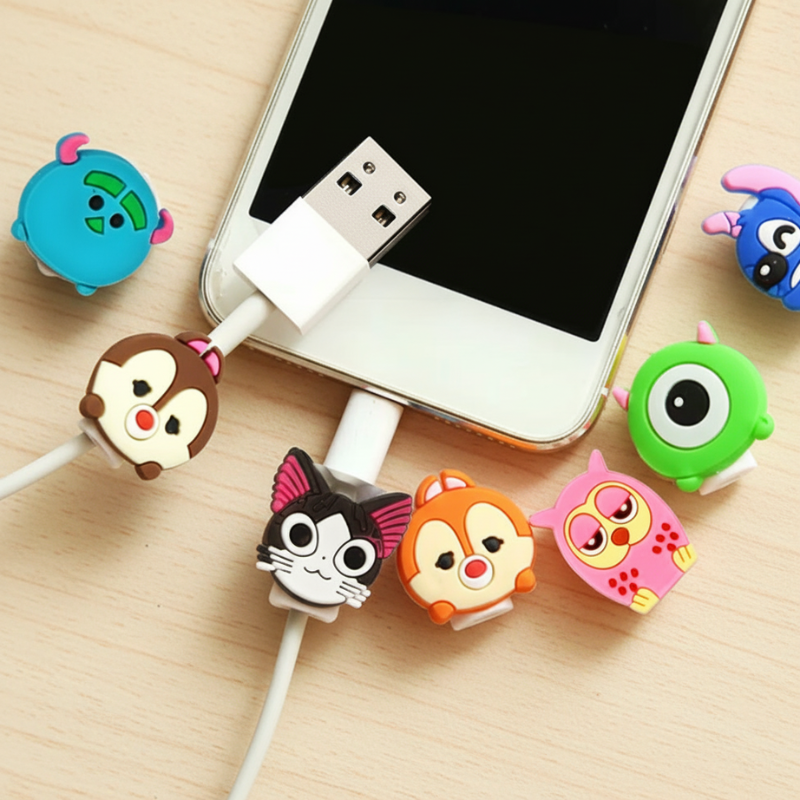Cute Cartoon Data Cable Protector – Durable Anti-Break Charging Cable Saver (Random Design-Pack of 1)