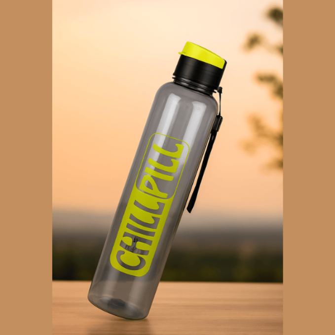 Chill Pill Water Bottle - BPA Free Non-Toxic Drinking Bottle - 1000 ml (Random Color-Pack of 2 Pcs)