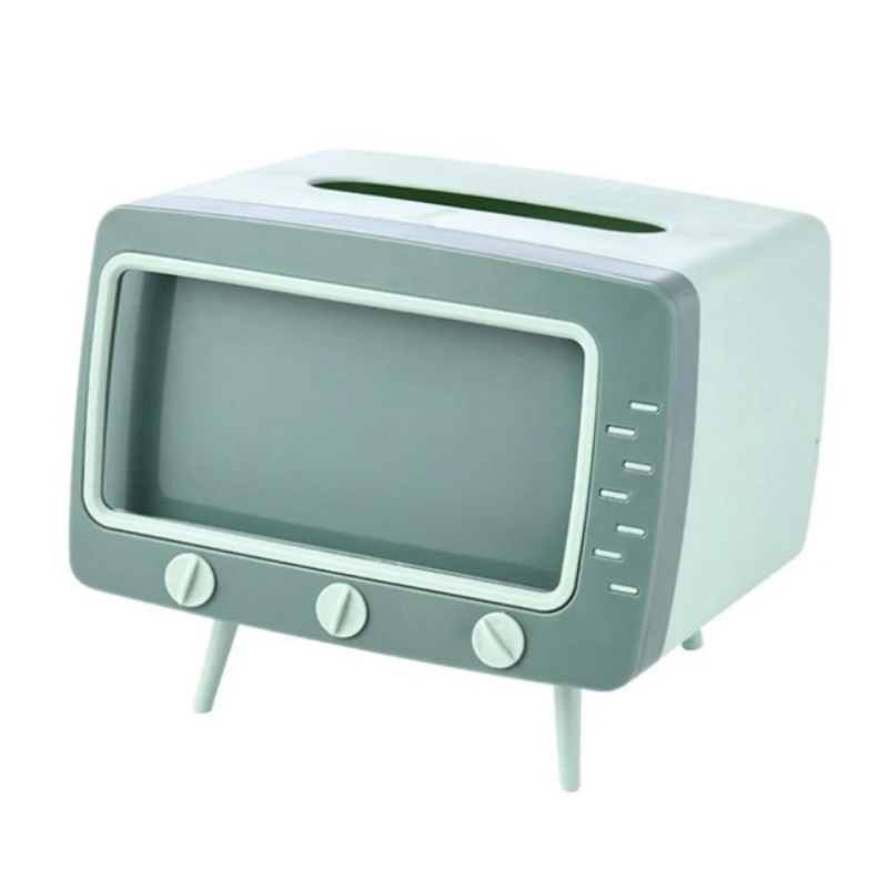2 in 1 TV-Shaped Tissue Box with Mobile Phone Holder – Cute Retro Napkin Holder & Smartphone Stand for Home, Office, or Car Decor (Random color)