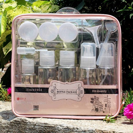 11 Pcs Travel Toiletry Kit – Peach Multipurpose Pouch for Makeup, Skincare & Essentials