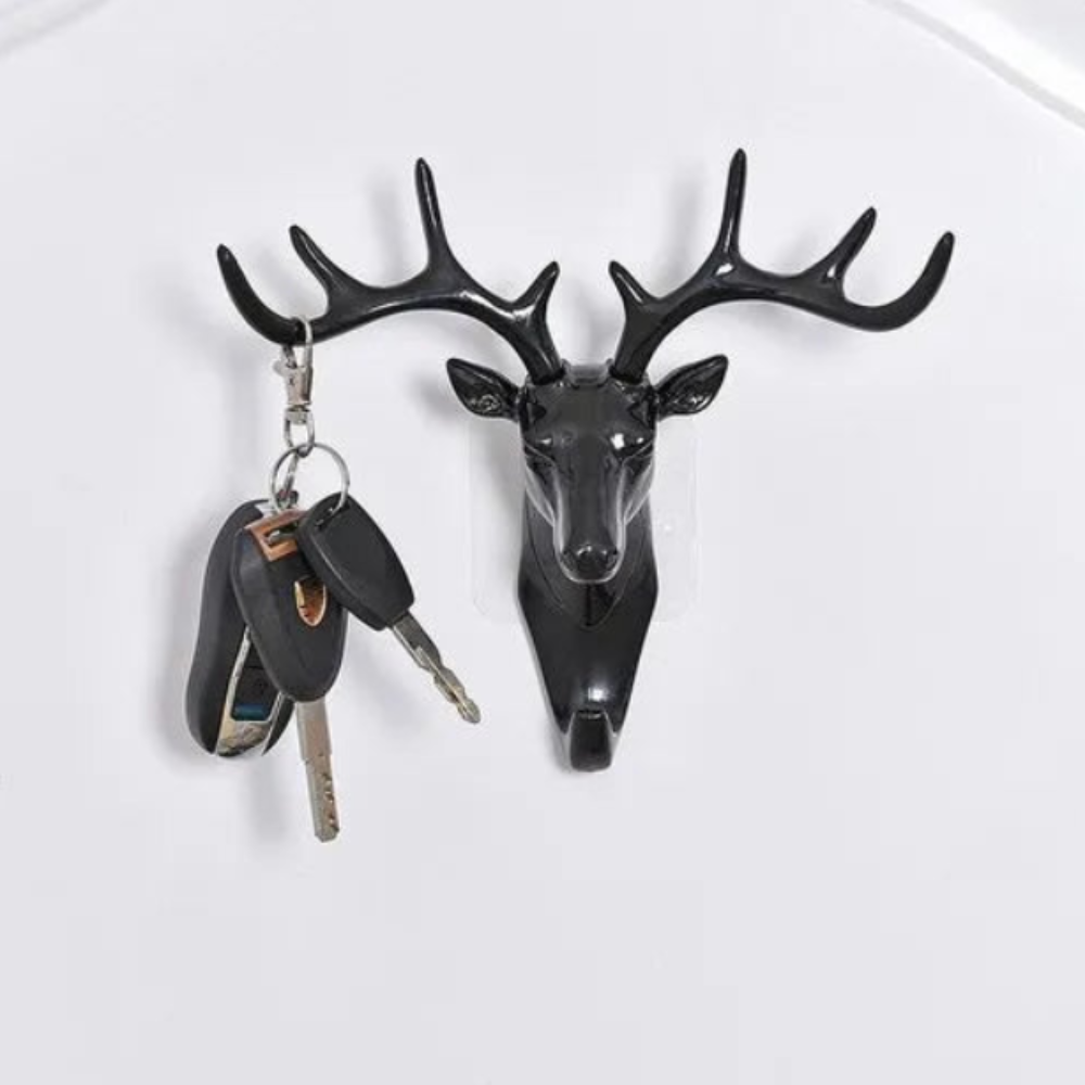 Deer Head Adhesive Wall Hook – Strong Self-Adhesive Decorative Wall Hanger for Keys, Towels, Bags & Clothes (Random Color-Pack of 1)